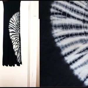 Black and white tie dye maxi skirt